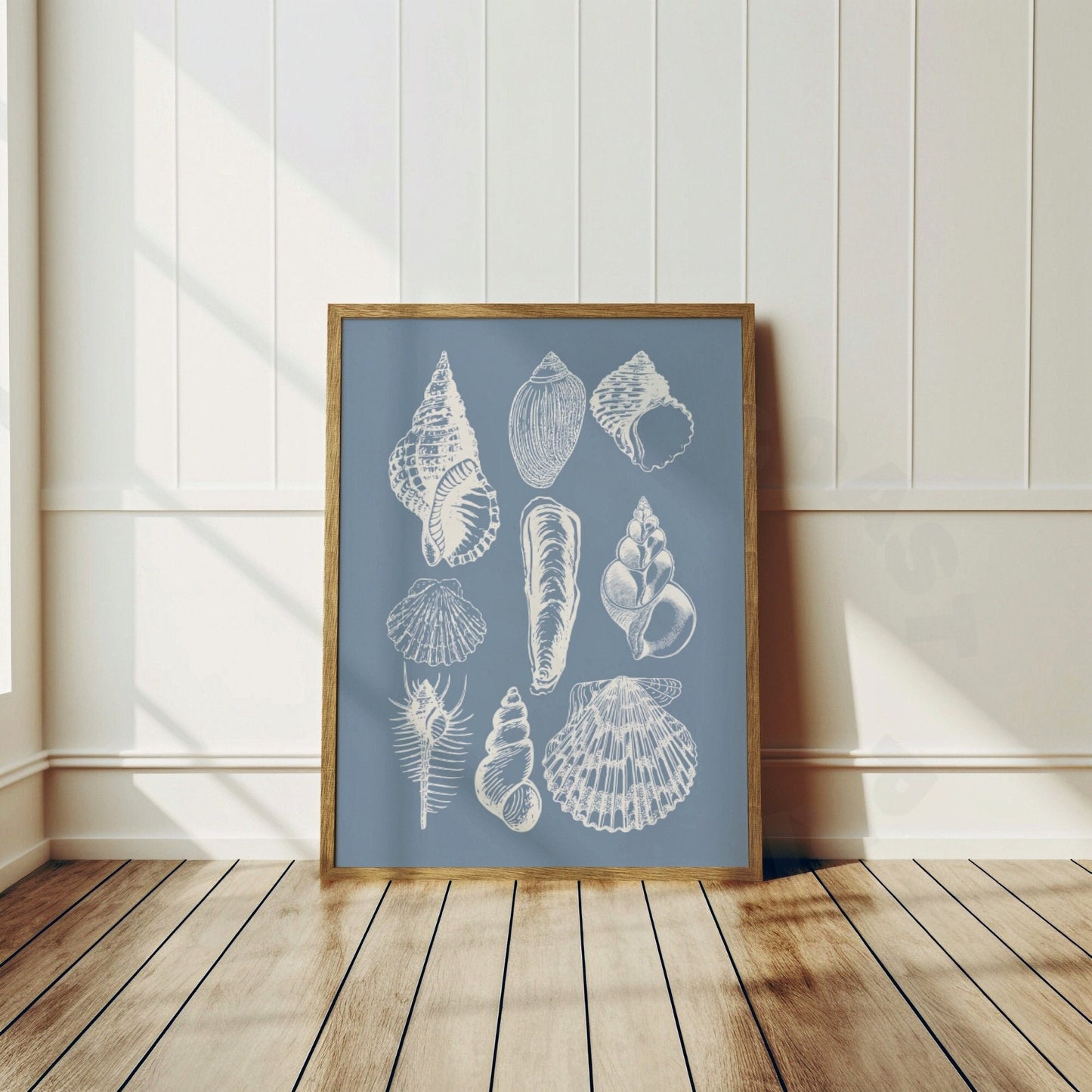 Coastal Blue Seashells Digital Prints