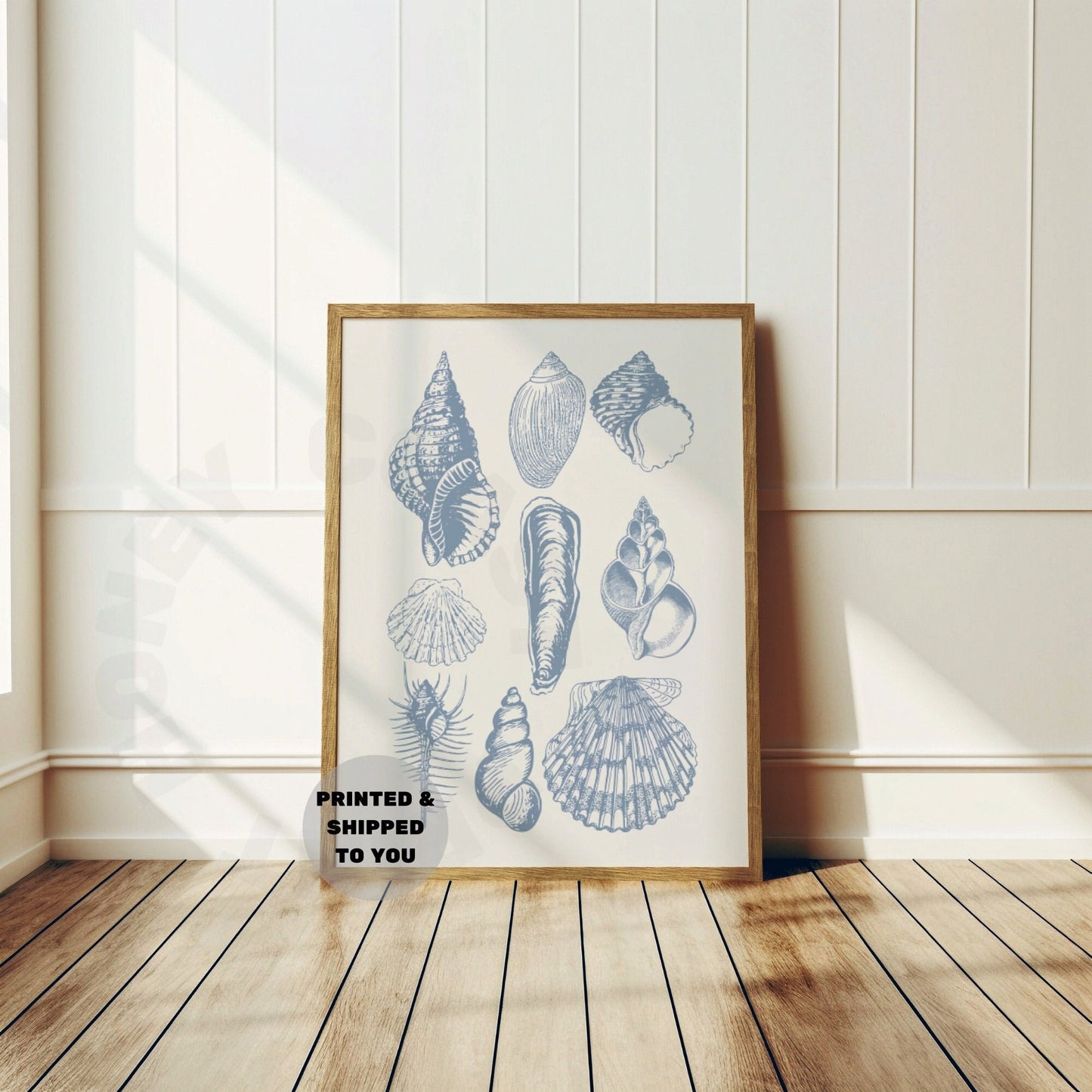 Coastal Blue Seashells Poster