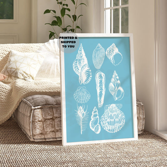 Surf Blue Seashell Poster