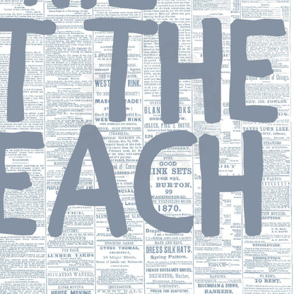 Coastal Blue Meet Me At the Beach Retro Newspaper Digital Prints