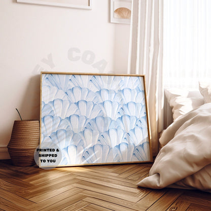 Landscape Blue Watercolor Seashells Poster