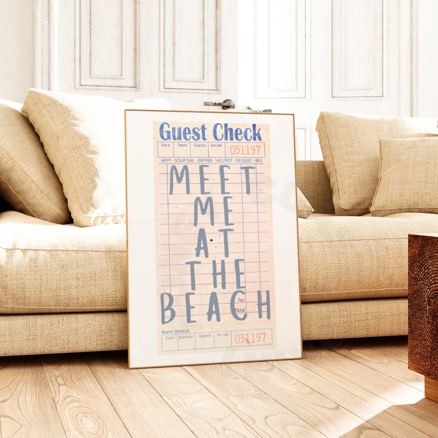 Meet Me At the Beach Guest Check Poster