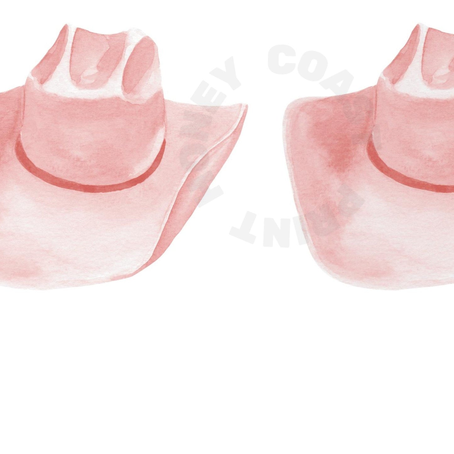 Landscape Watercolor Coral Cowboy Hat Digital Prints