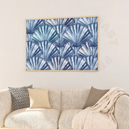 Landscape Navy Seashells Digital Prints