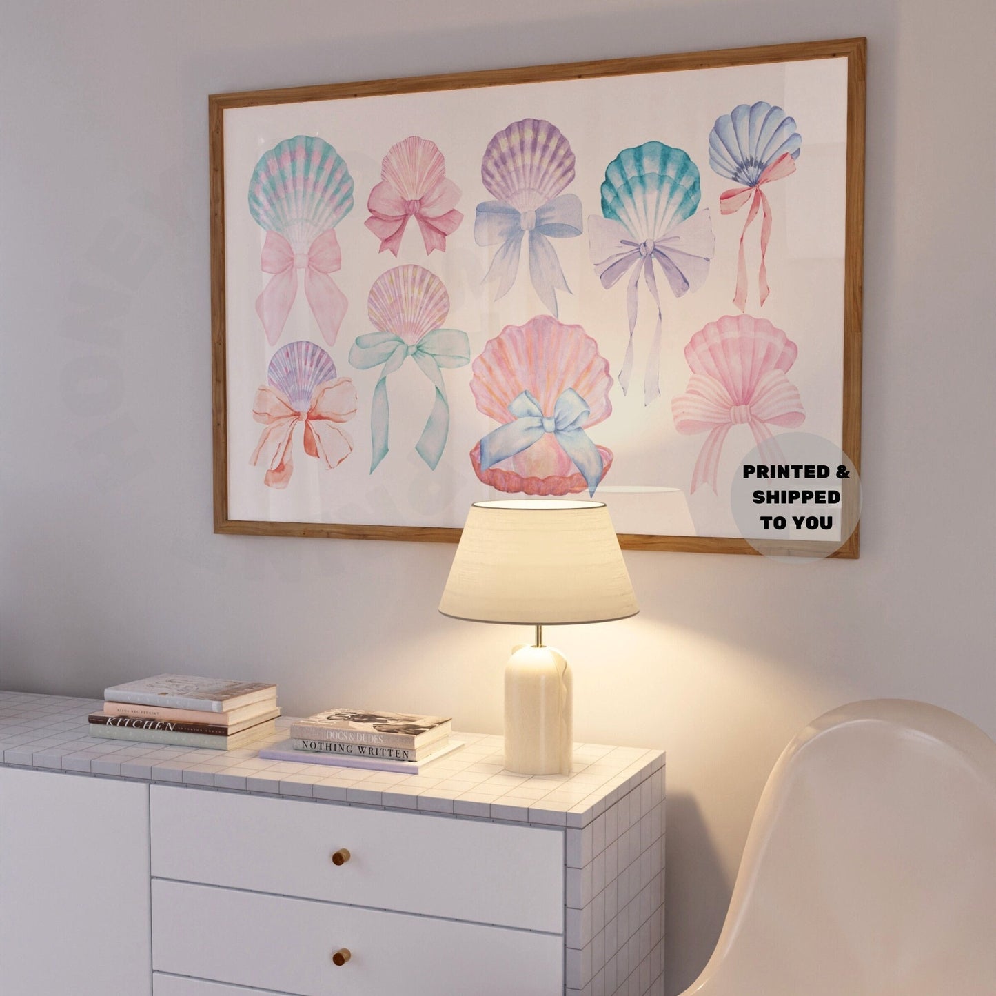 Landscape Watercolor Seashells & Bows Poster