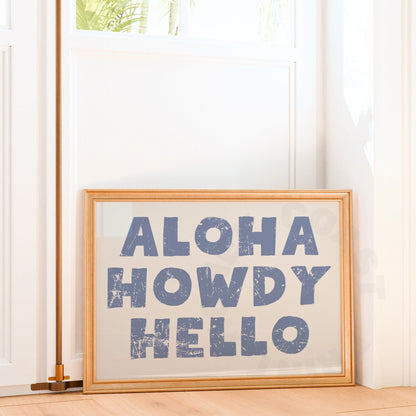 Landscape Coastal Blue Aloha Howdy Hello Poster