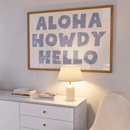 Landscape Coastal Blue Aloha Howdy Hello Poster