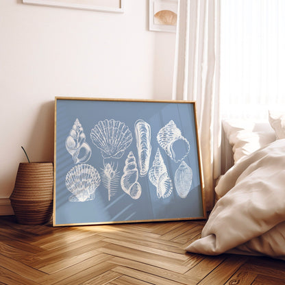 Landscape Coastal Blue Seashells Digital Prints