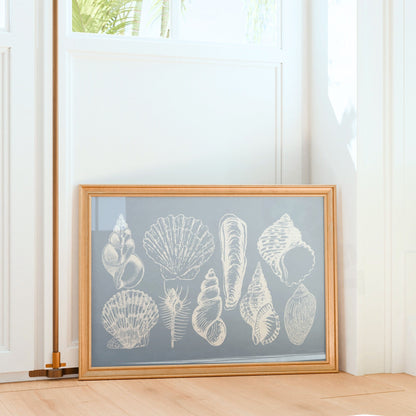 Landscape Coastal Blue Seashells Poster