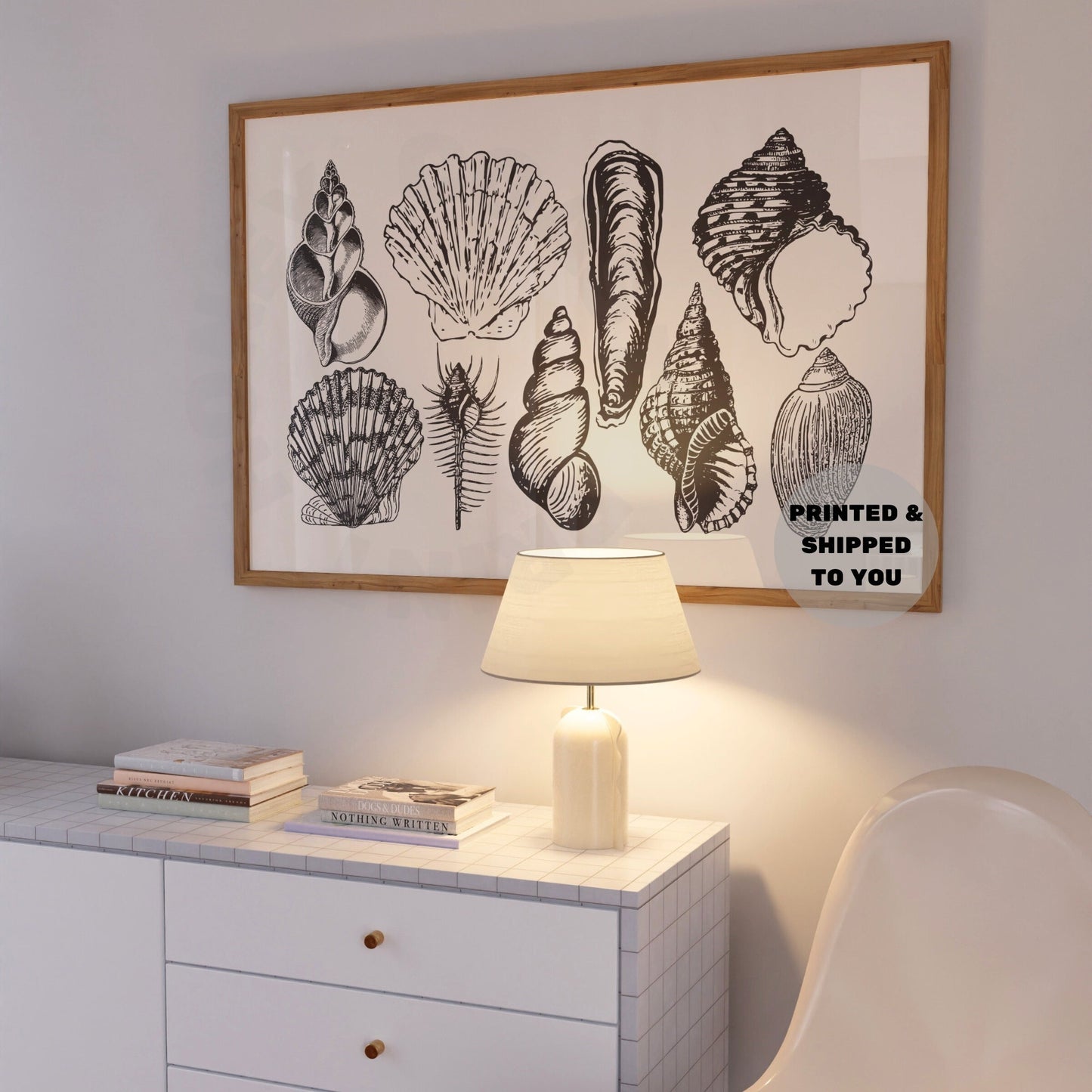 Landscape Monotone Seashells Poster