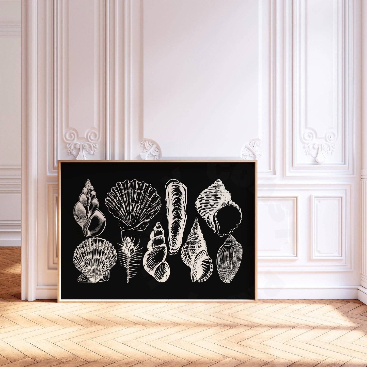 Landscape Monotone Seashells Poster