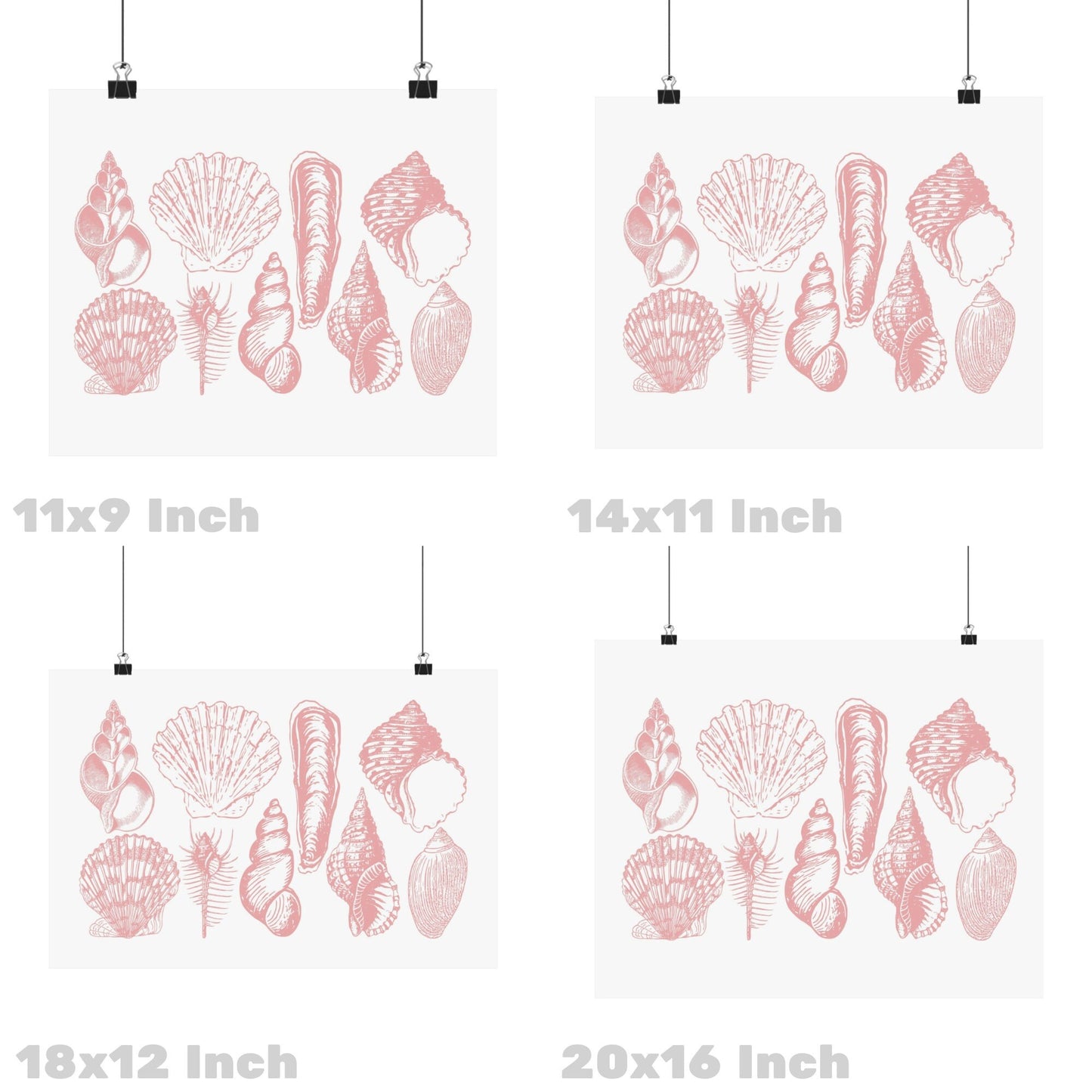 Landscape Pink Seashells Poster