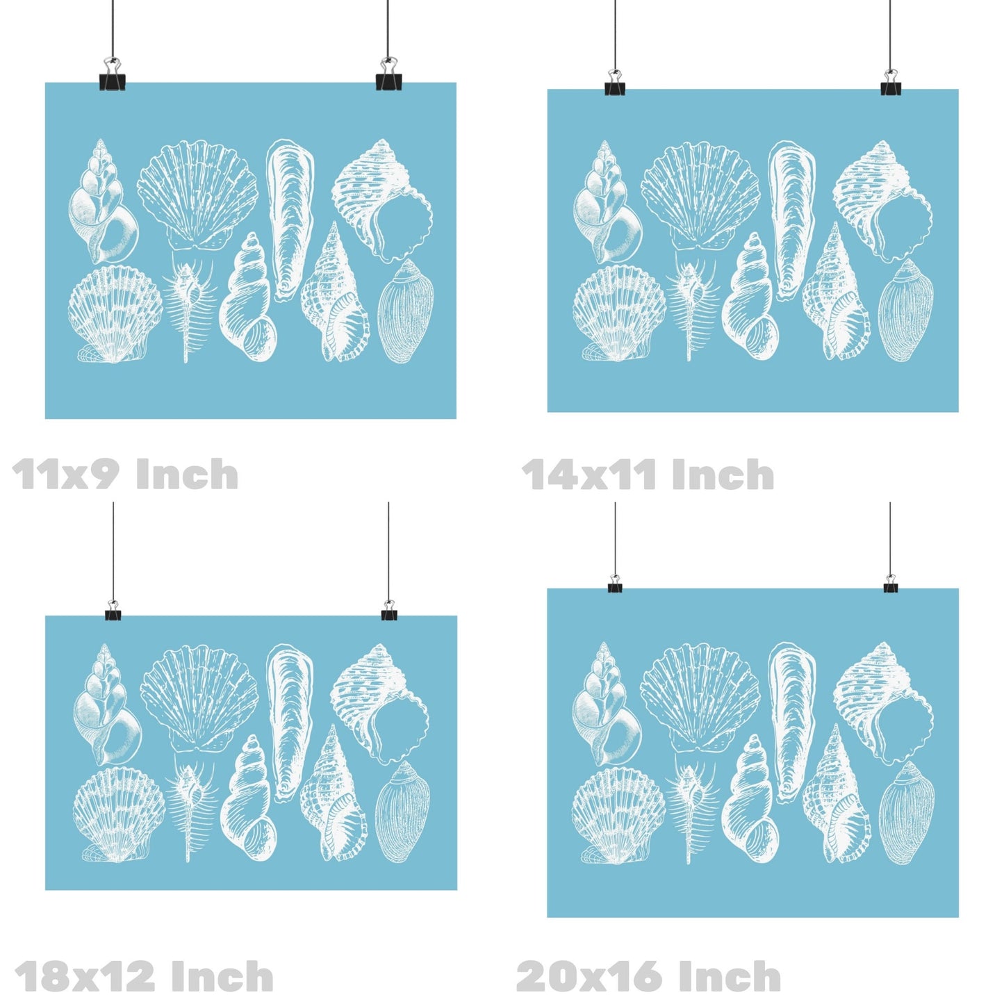 Landscape Surf Blue Seashells Poster