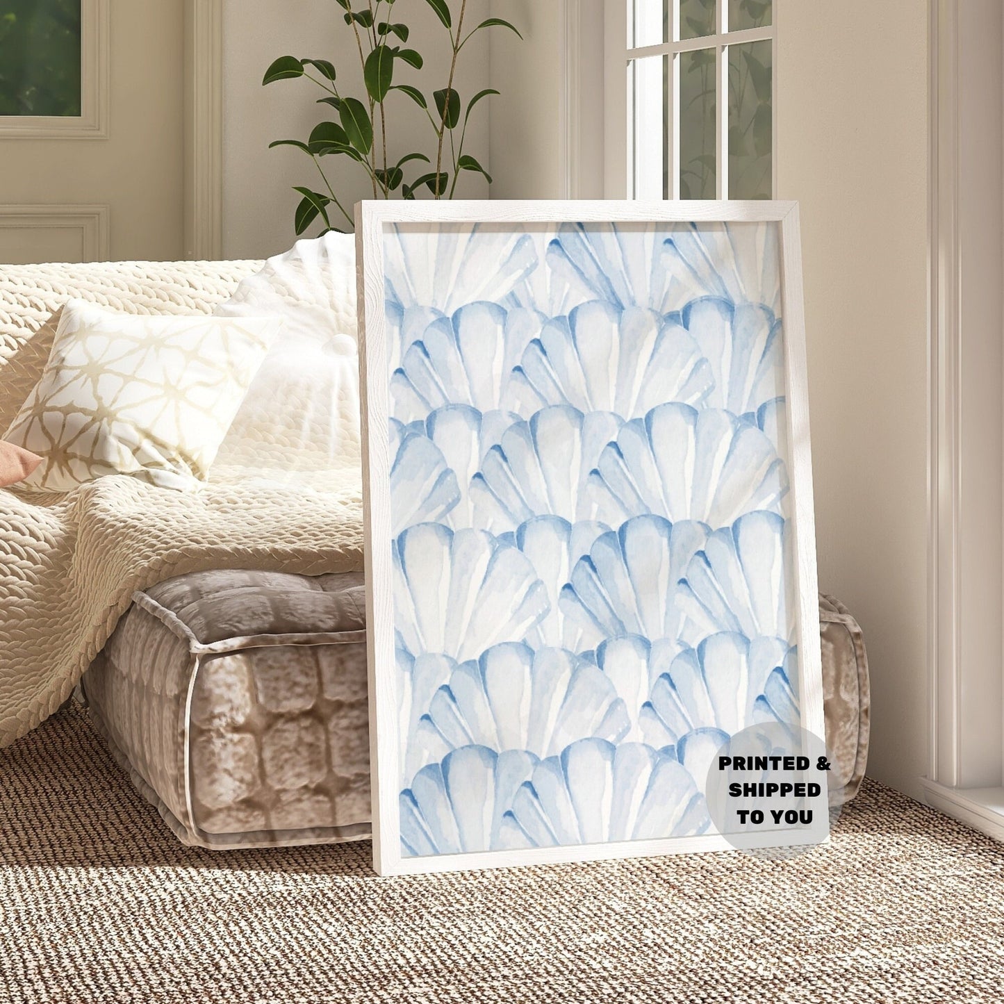 Pastel Blue Watercolor Seashells Poster