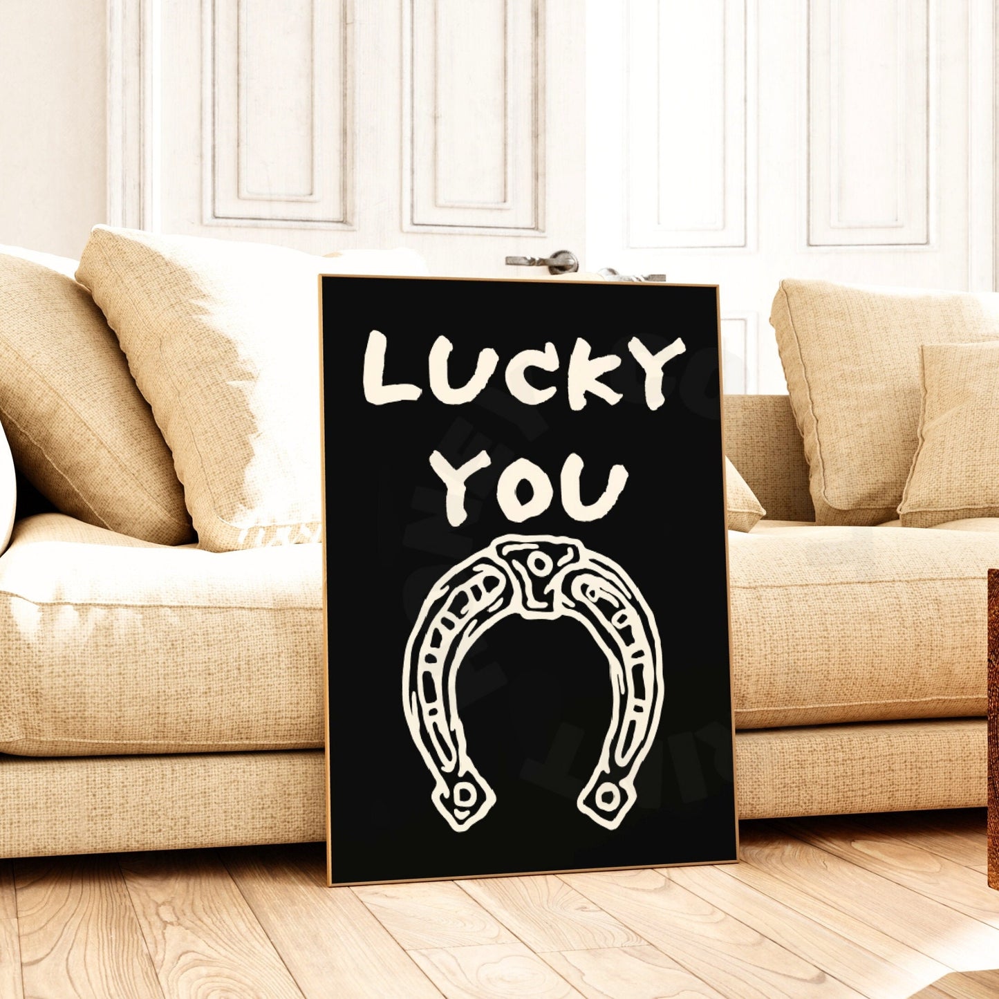 Monotone Lucky You Horseshoe Digital Prints