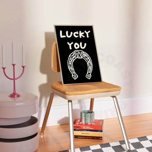 Monotone Lucky You Horseshoe Digital Prints