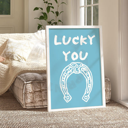 Surf Blue Lucky You Horseshoe Digital Prints