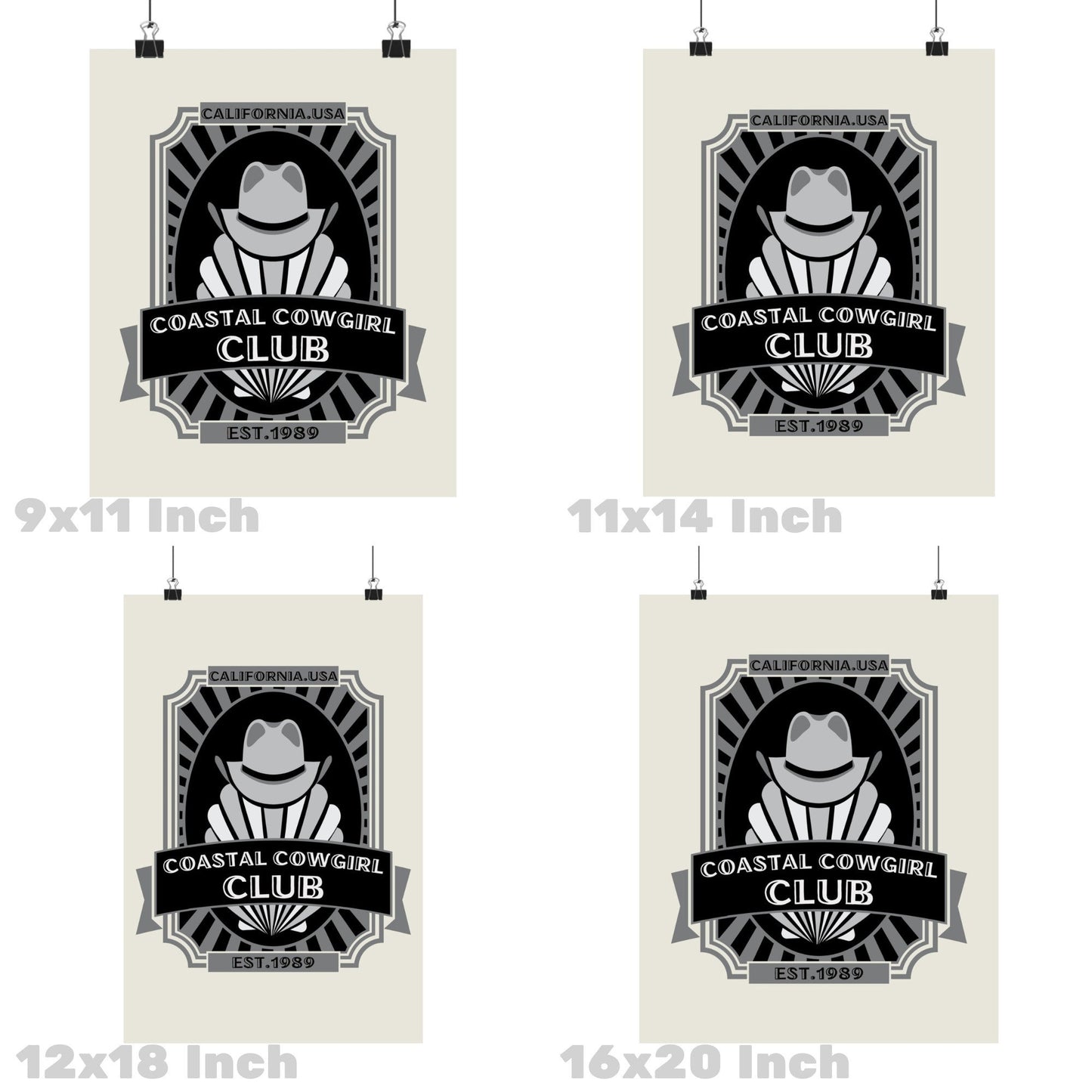 Monotone Coastal Cowgirl Club Poster