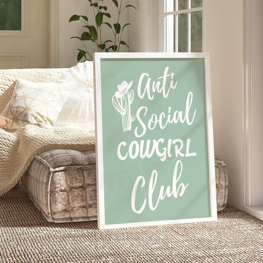 Sage Green Anti Social Cowgirl Club Digital Prints