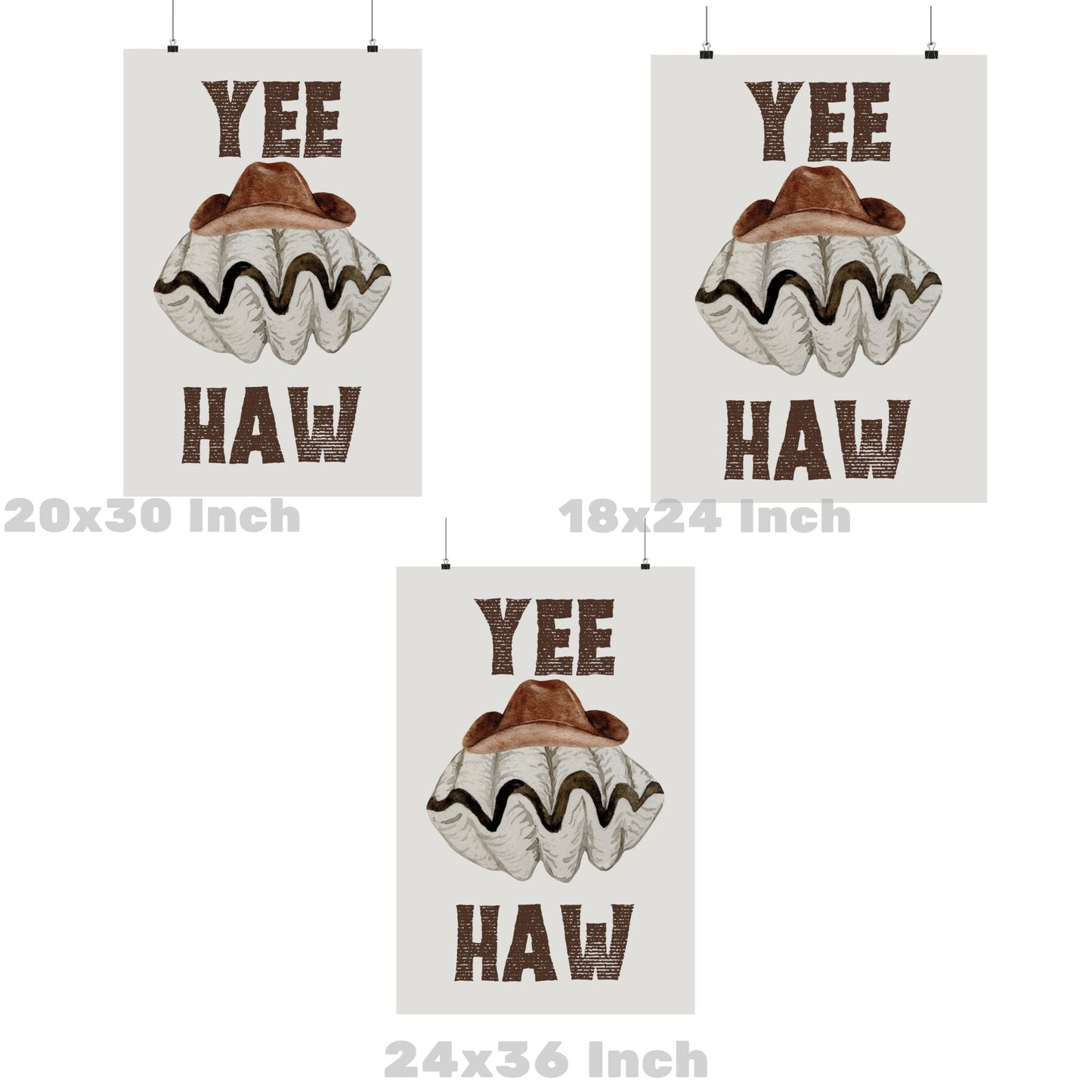 Yee Haw Seashell And Cowboy Hat Poster