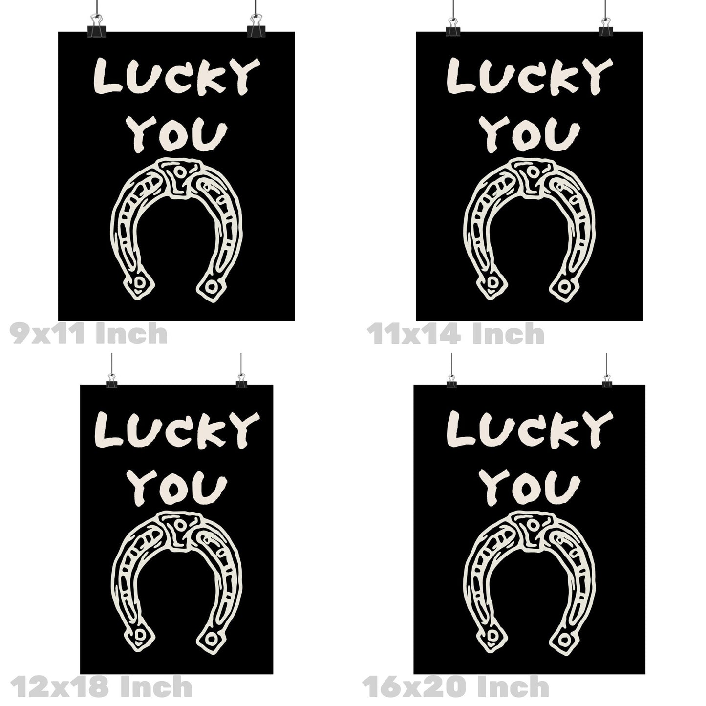 Monotone Lucky You Horseshoe Poster