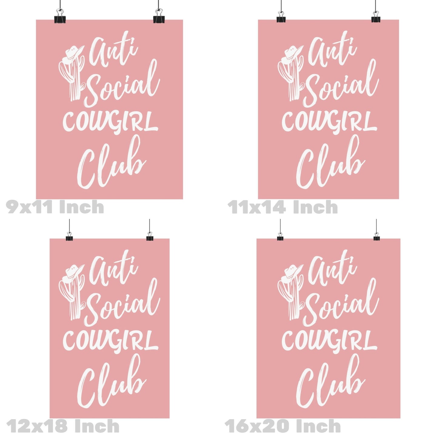 Pink Anti Social Cowgirl Club Poster