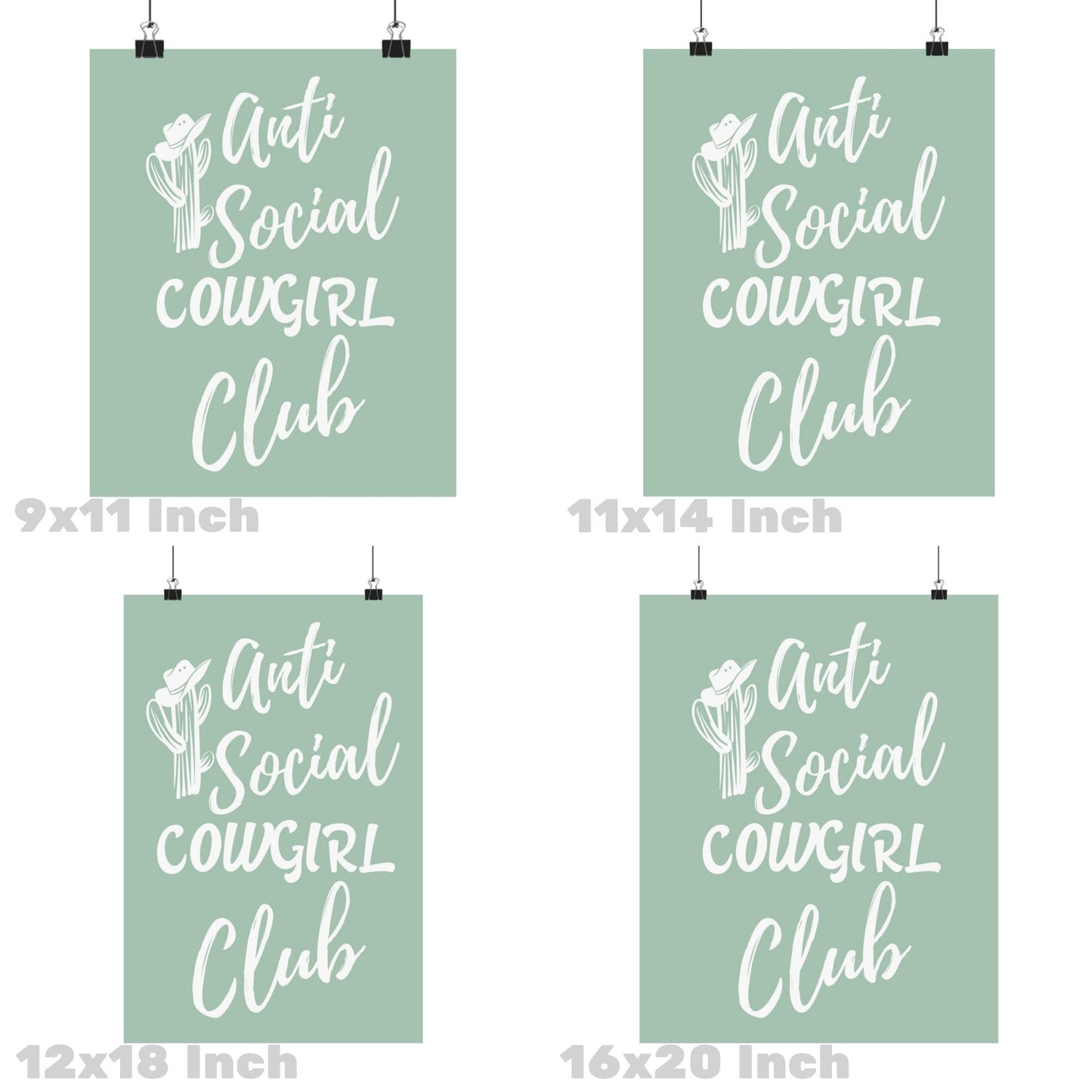 Sage Green Anti Social Cowgirl Club Poster