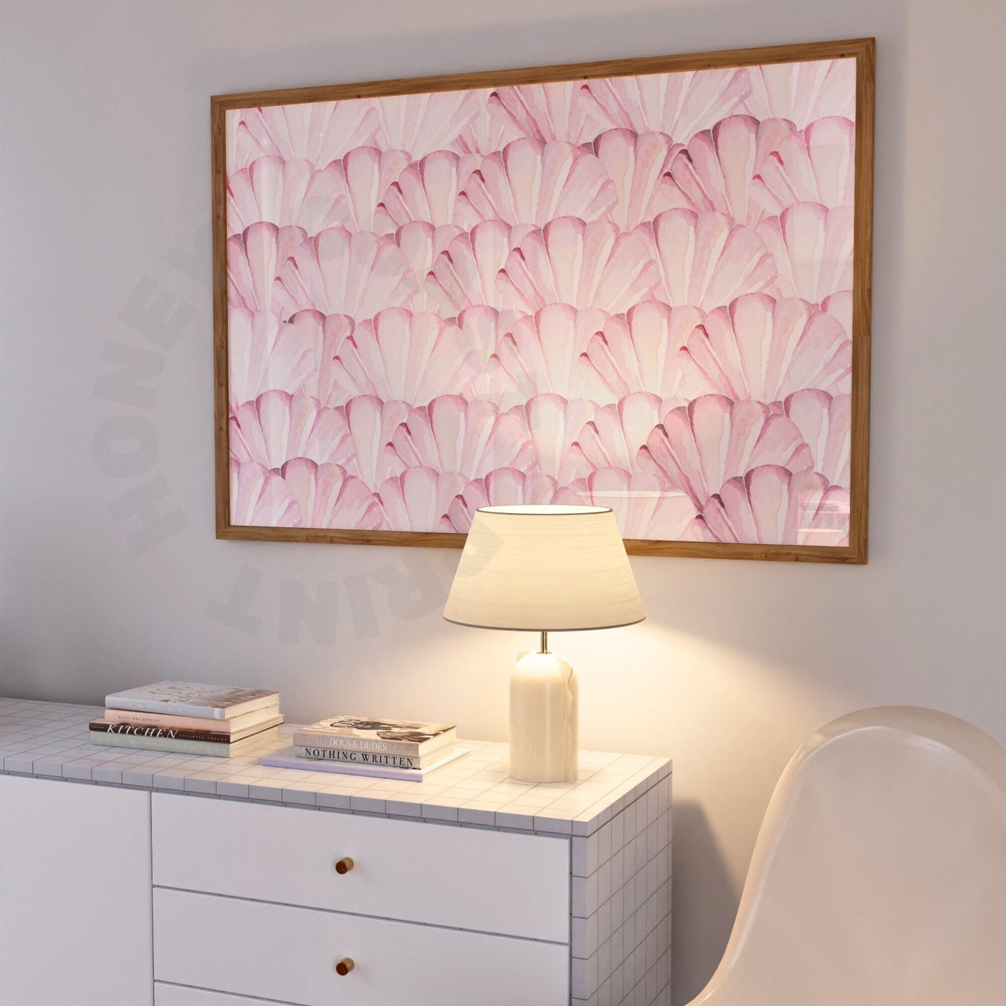 Landscape Watercolor Pink Seashells Poster