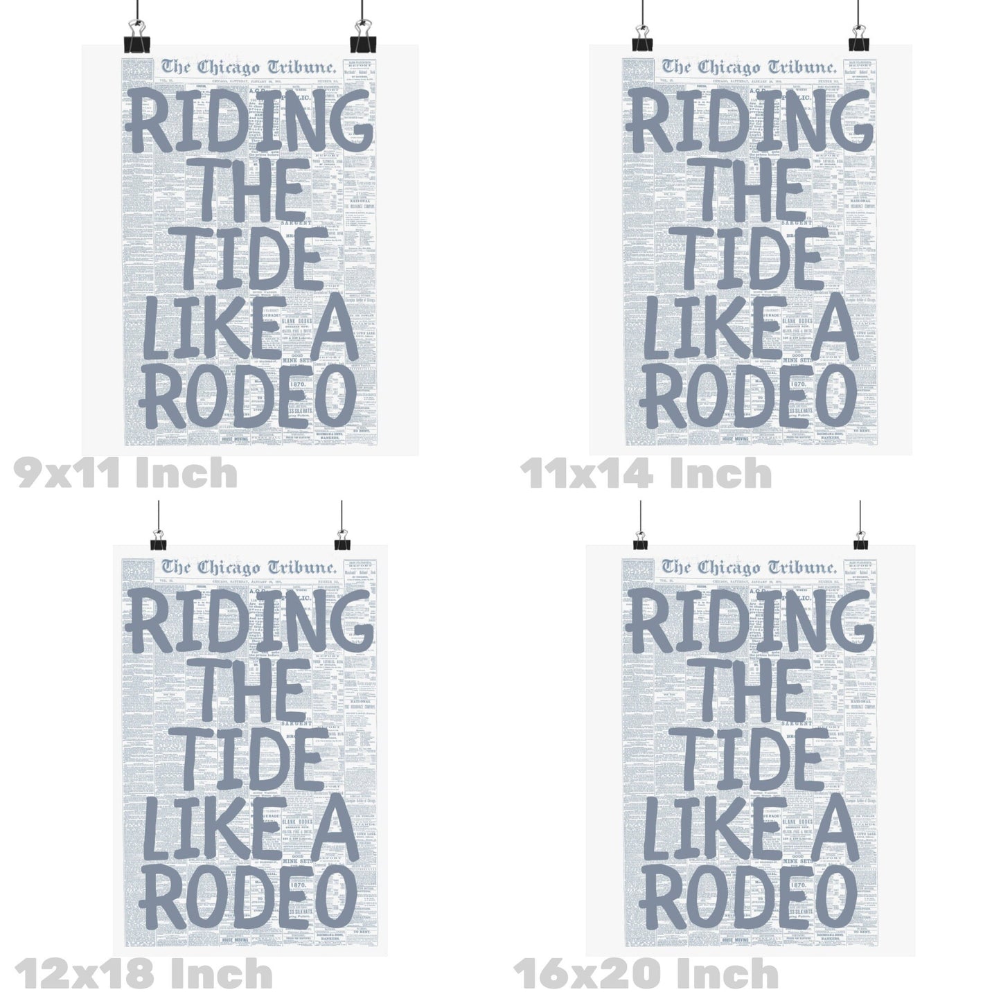 Riding The Tide Like A Rodeo Newspaper Poster