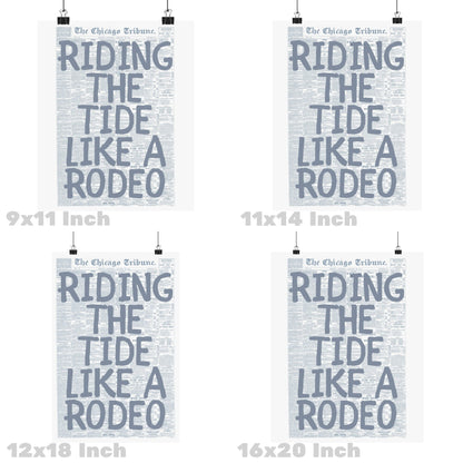 Riding The Tide Like A Rodeo Newspaper Poster