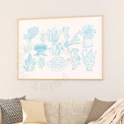 Landscape Surf Blue Corals Poster