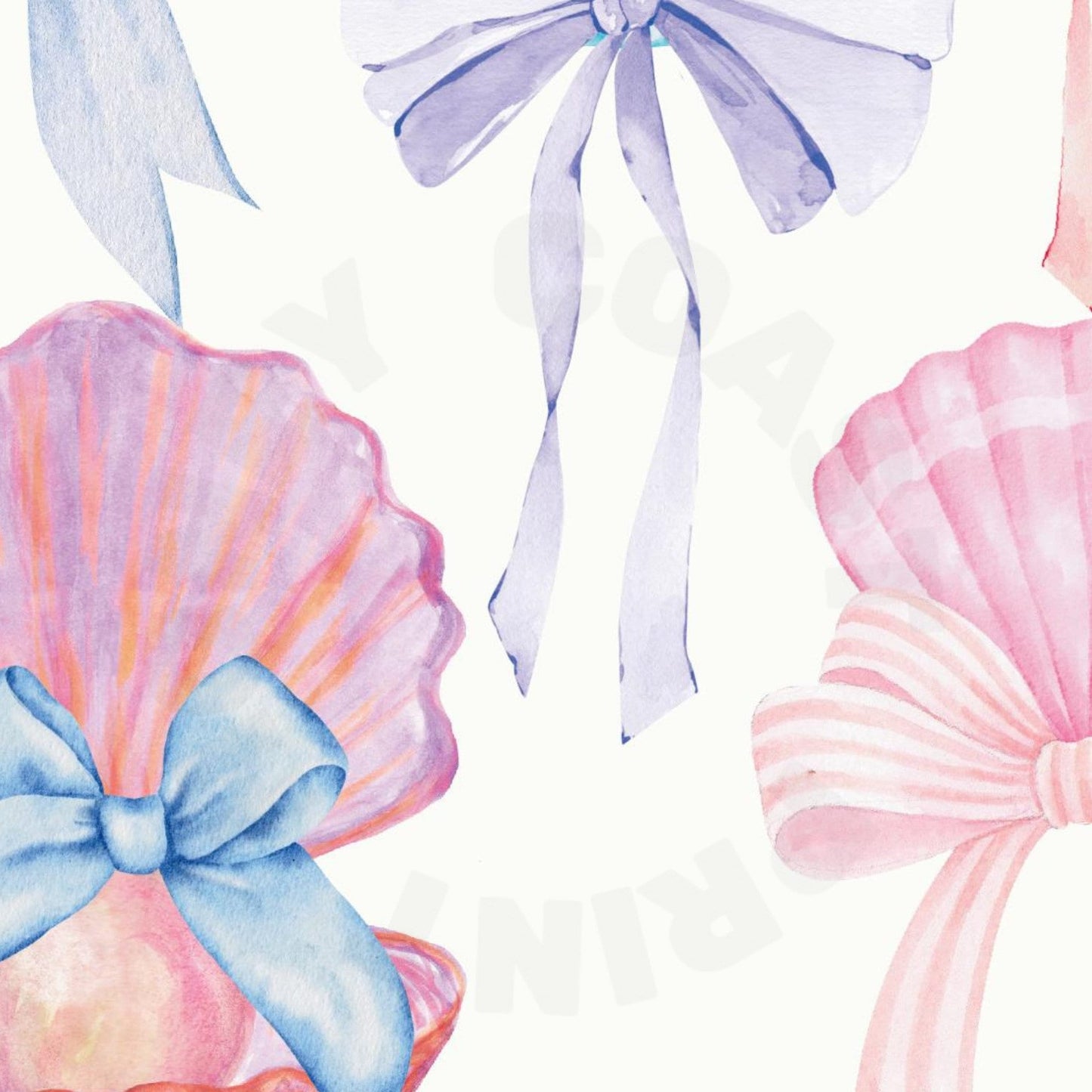 Landscape Seashells & Bows Digital Prints