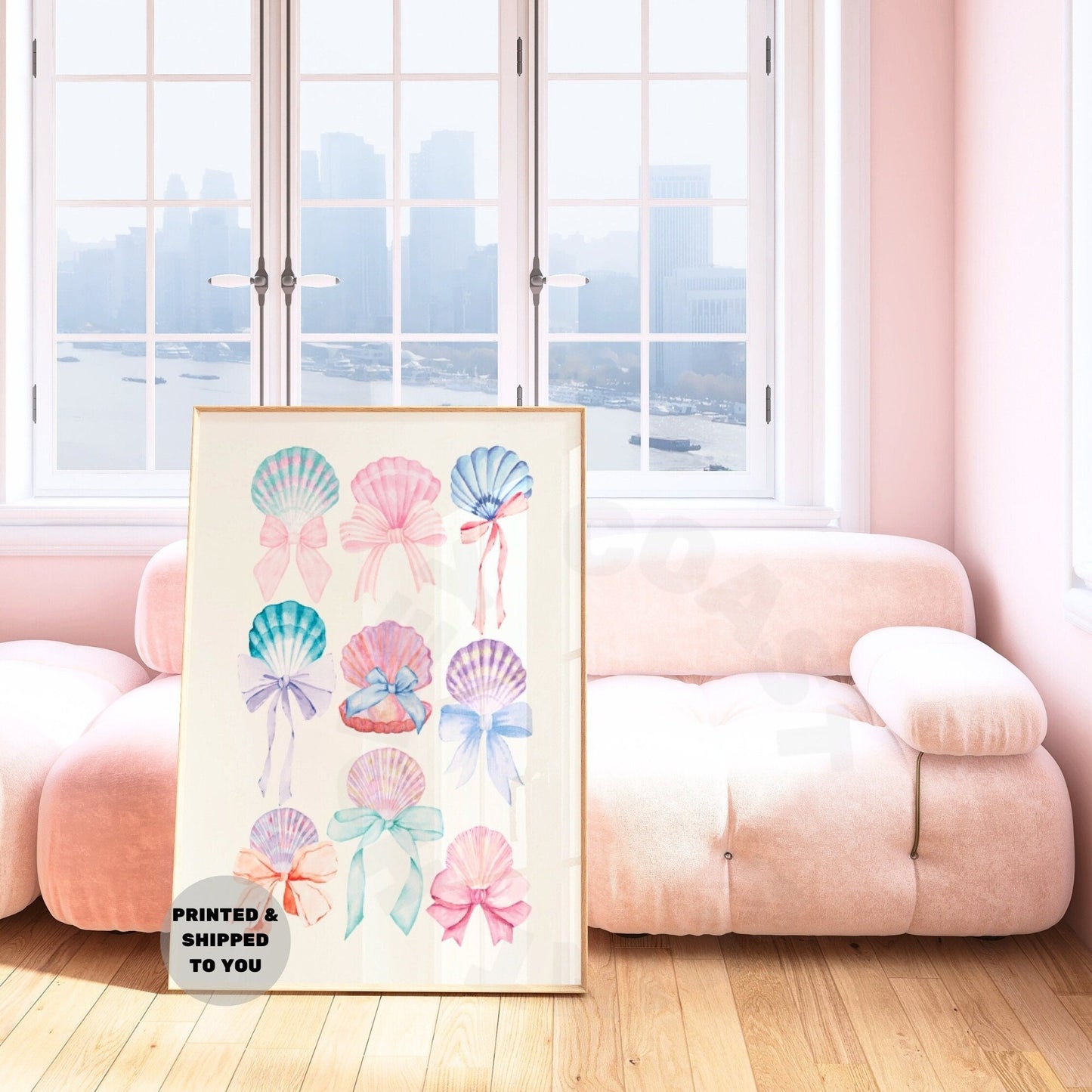 Watercolor Pastel Seashells And Bows Poster