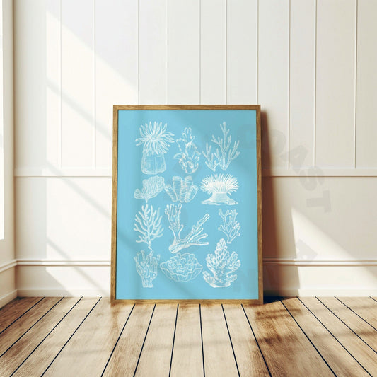 Surf Blue Corals Digital Prints