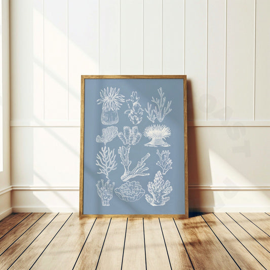 Coastal Blue Corals Digital Prints