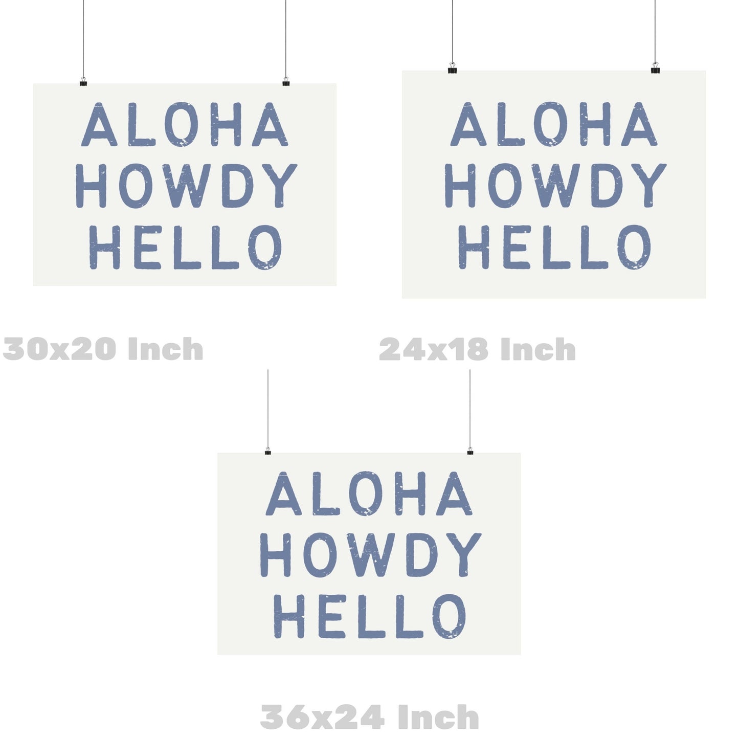 Landscape Coastal Blue Aloha Howdy Hello Poster