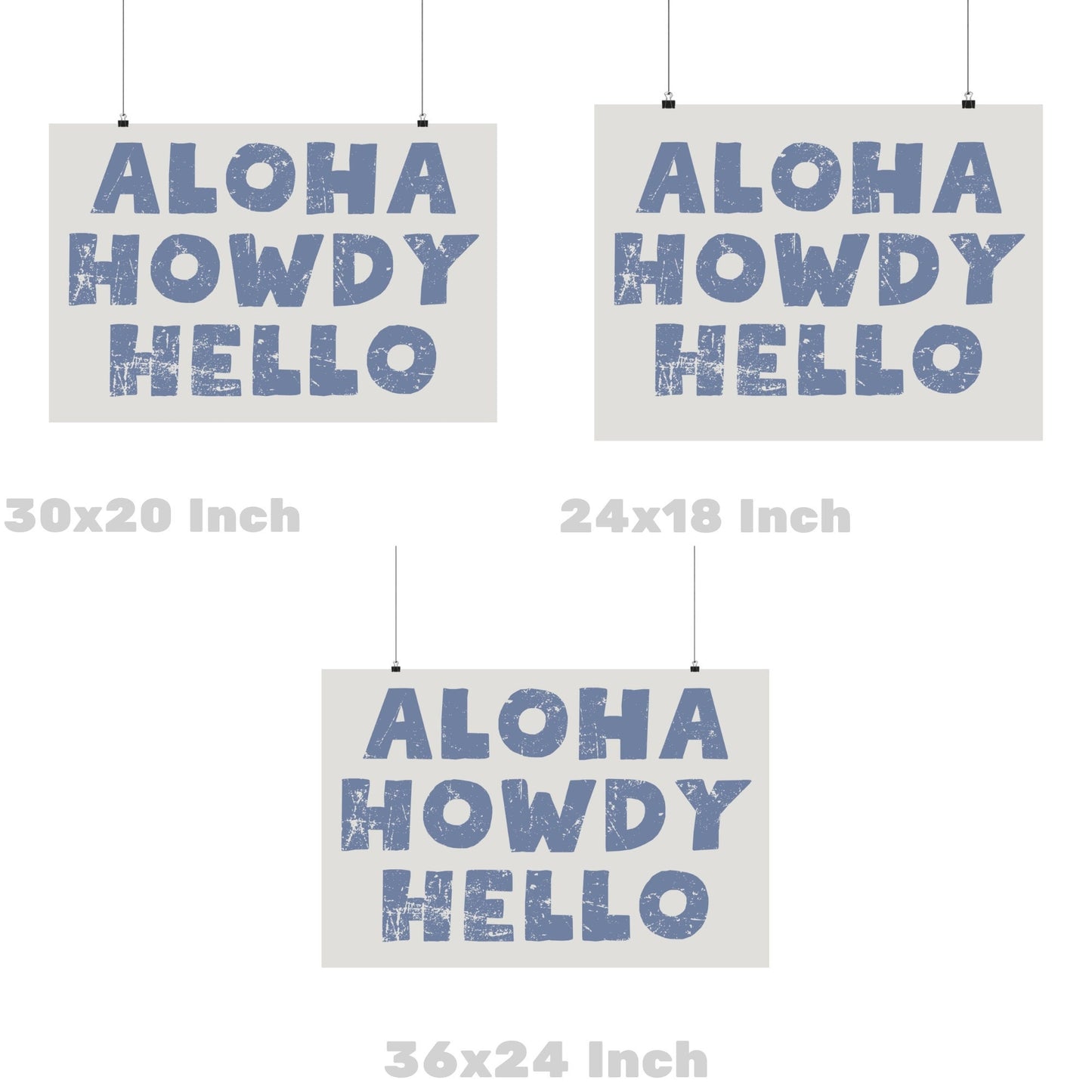 Landscape Coastal Blue Aloha Howdy Hello Poster