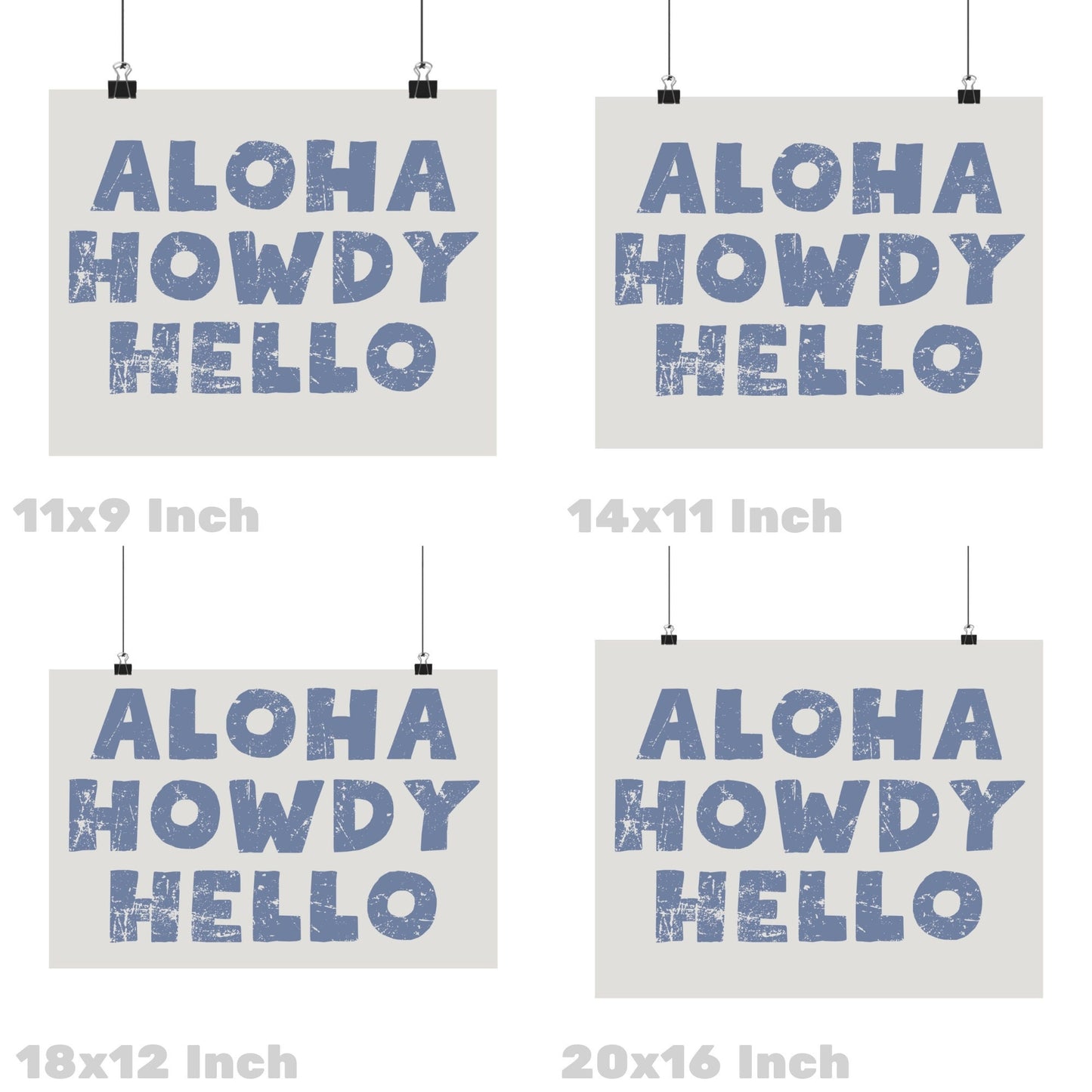 Landscape Coastal Blue Aloha Howdy Hello Poster