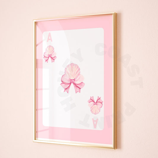 Pink Seashell And Bow Playing Card Digital Prints