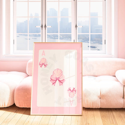 Pink Seashell And Bow Playing Card Digital Prints