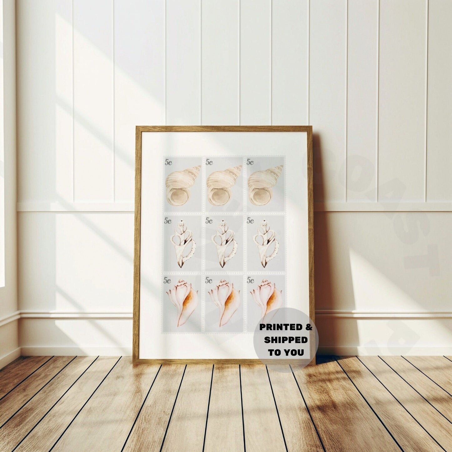 Coastal Seashells Stamps Poster