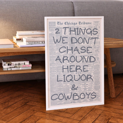 Coastal Blue Liquor & Cowboys Retro Newspaper Digital Prints