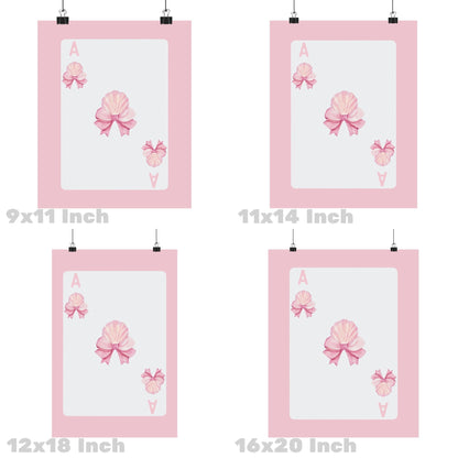Pink Seashell With Bow Playing Card Poster