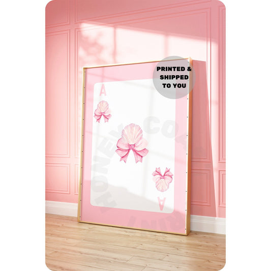 Pink Seashell With Bow Playing Card Poster