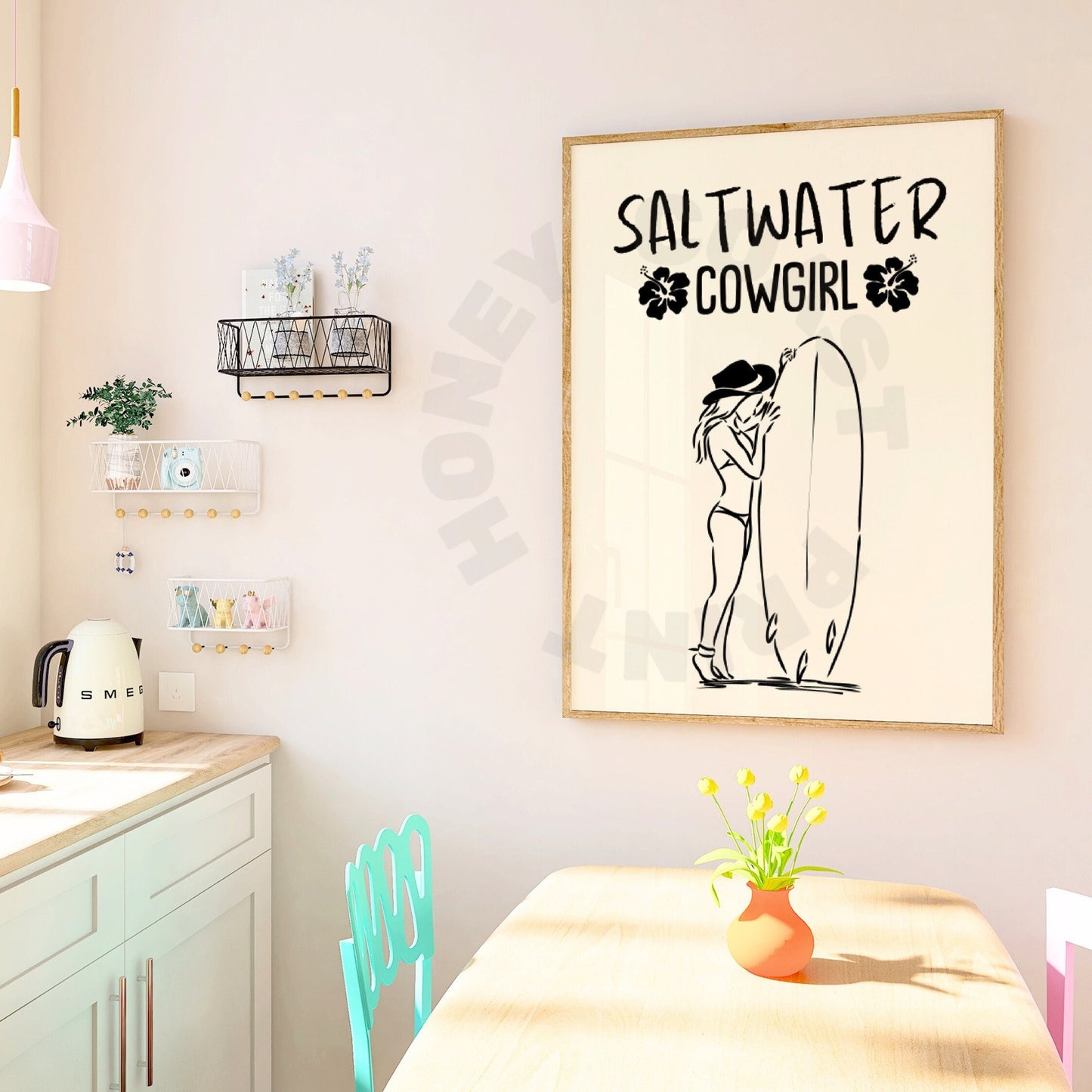 Monotone Saltwater Cowgirl Digital Prints