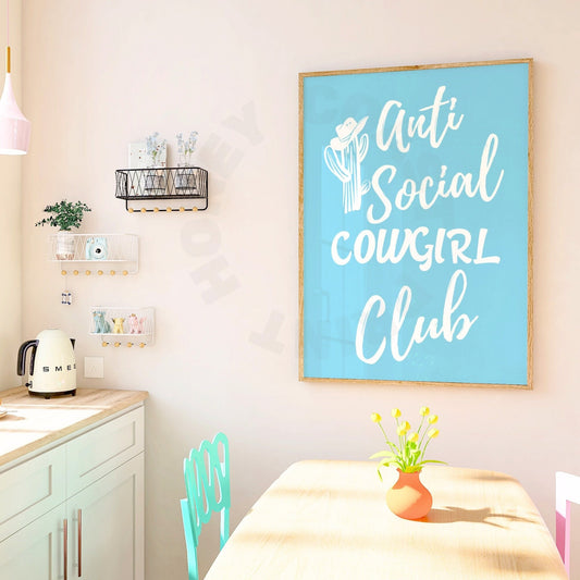 Surf Blue Anti Social Cowgirl Club Digital Prints