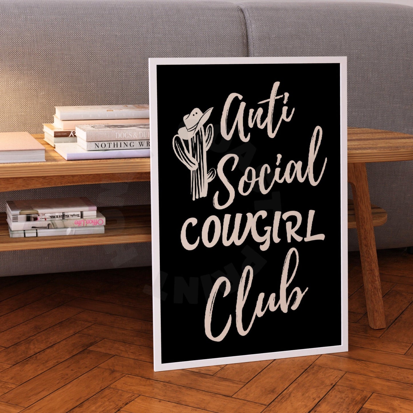 Monotone Anti Social Cowgirl Club Digital Prints