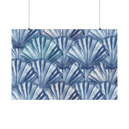 Landscape Navy Shells Poster