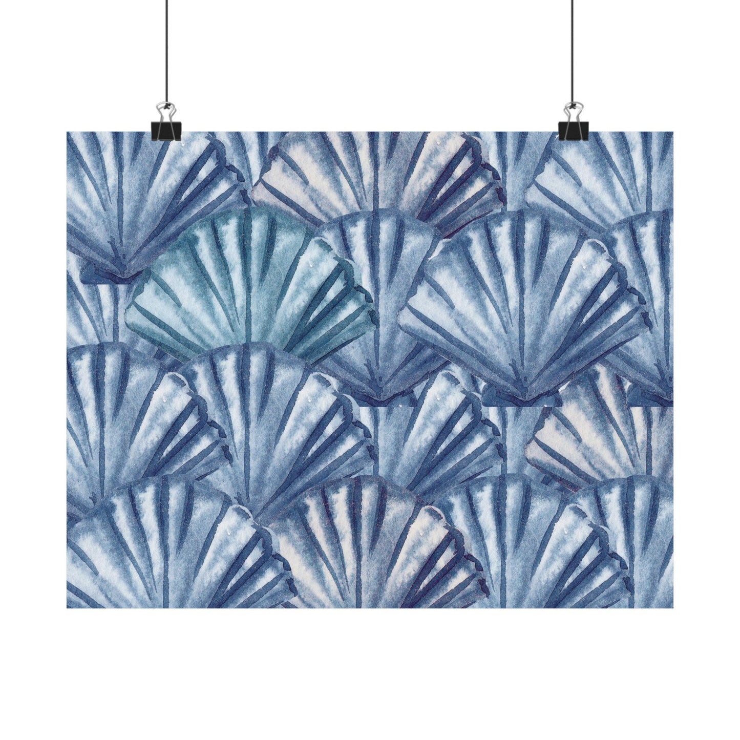 Landscape Navy Shells Poster