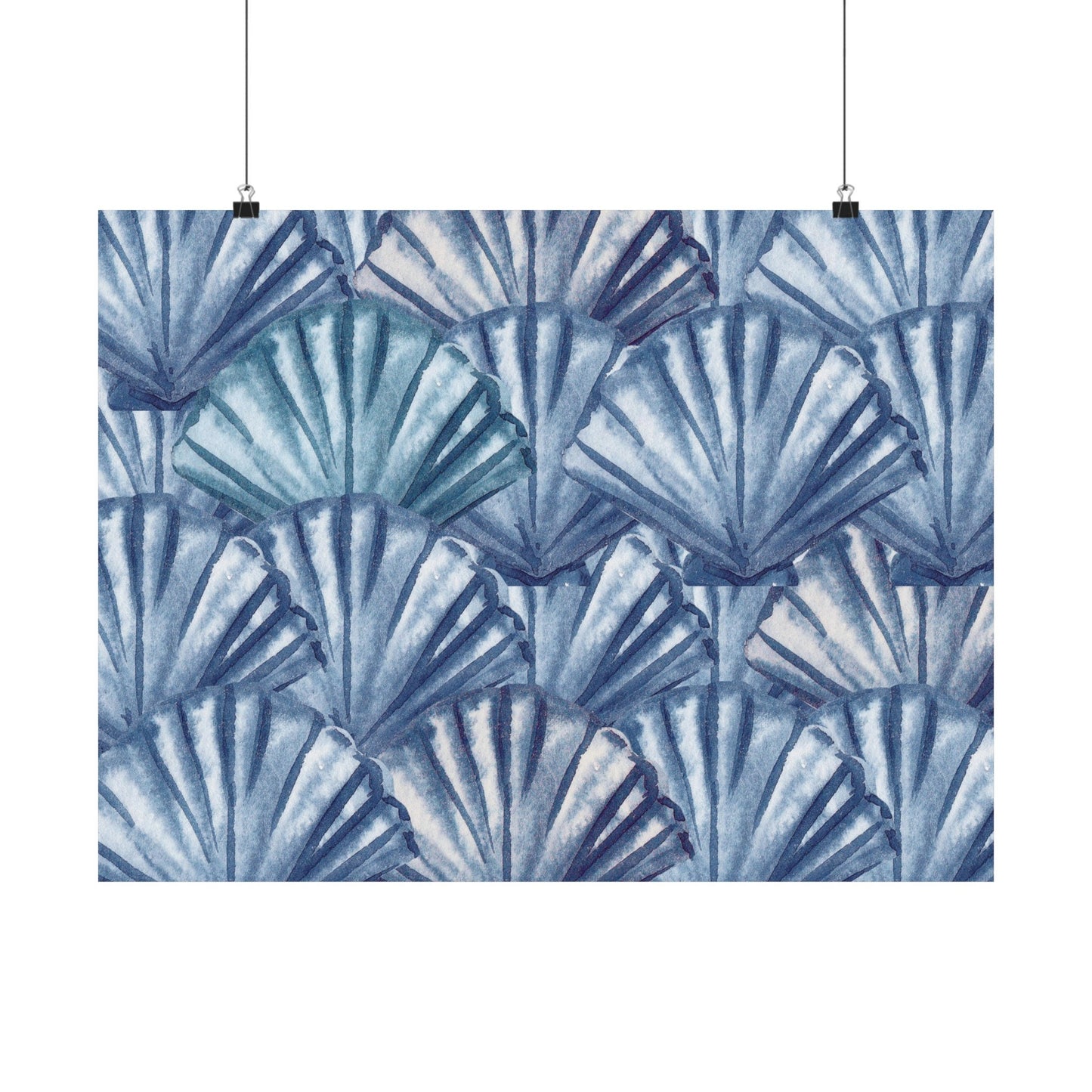 Landscape Navy Shells Poster